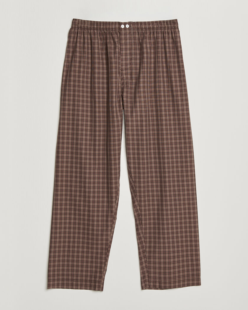 Tekla Fine Twill Pyjama Pants Serra Checks – Marrone