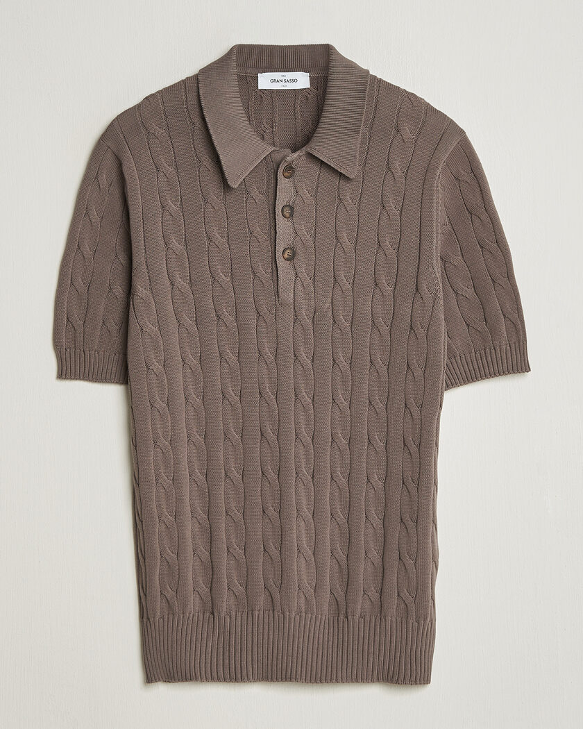 Gran Sasso Cotton Cable Knitted Polo Brown – Marrone