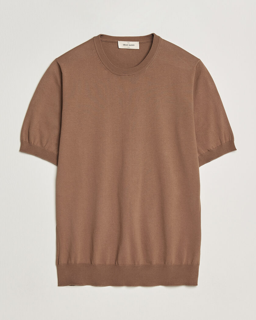 Gran Sasso Cotton Knitted Crew Neck T-Shirt Brown – Marrone