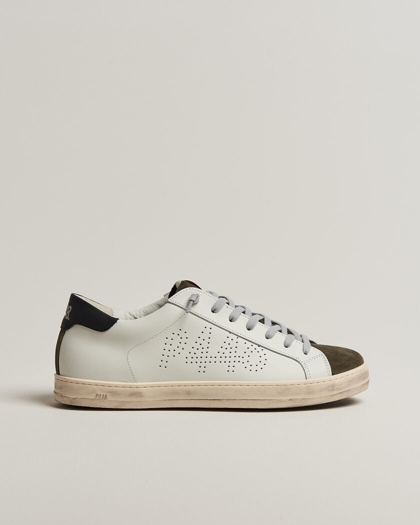 P448 John Leather Sneaker White/Olive – Bianco