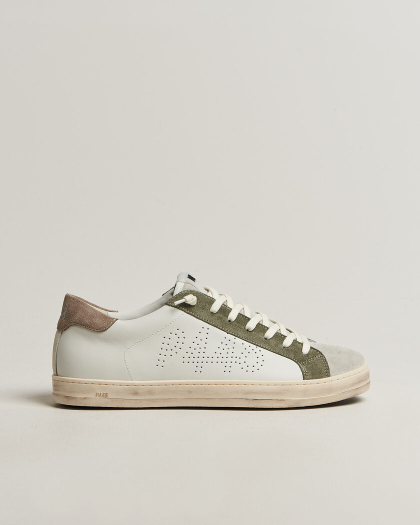P448 John Leather/Suede Sneaker White/Olive/Grey – Bianco