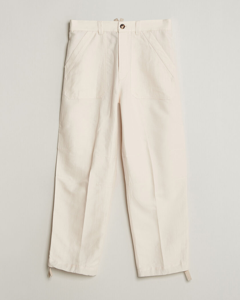 Brunello Cucinelli Linen Casual Pants Off White – Bianco