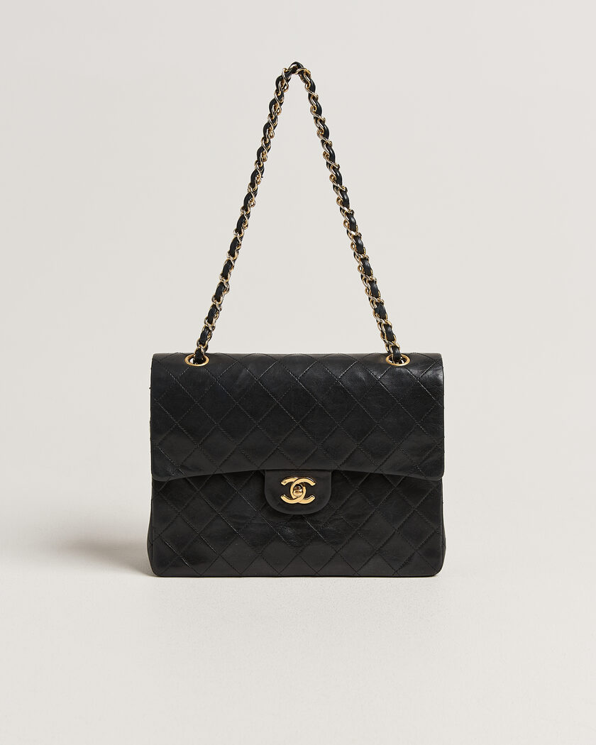  Chanel Pre-Owned Classic Medium Square Double Flap Bag Lambskin Black – Nero