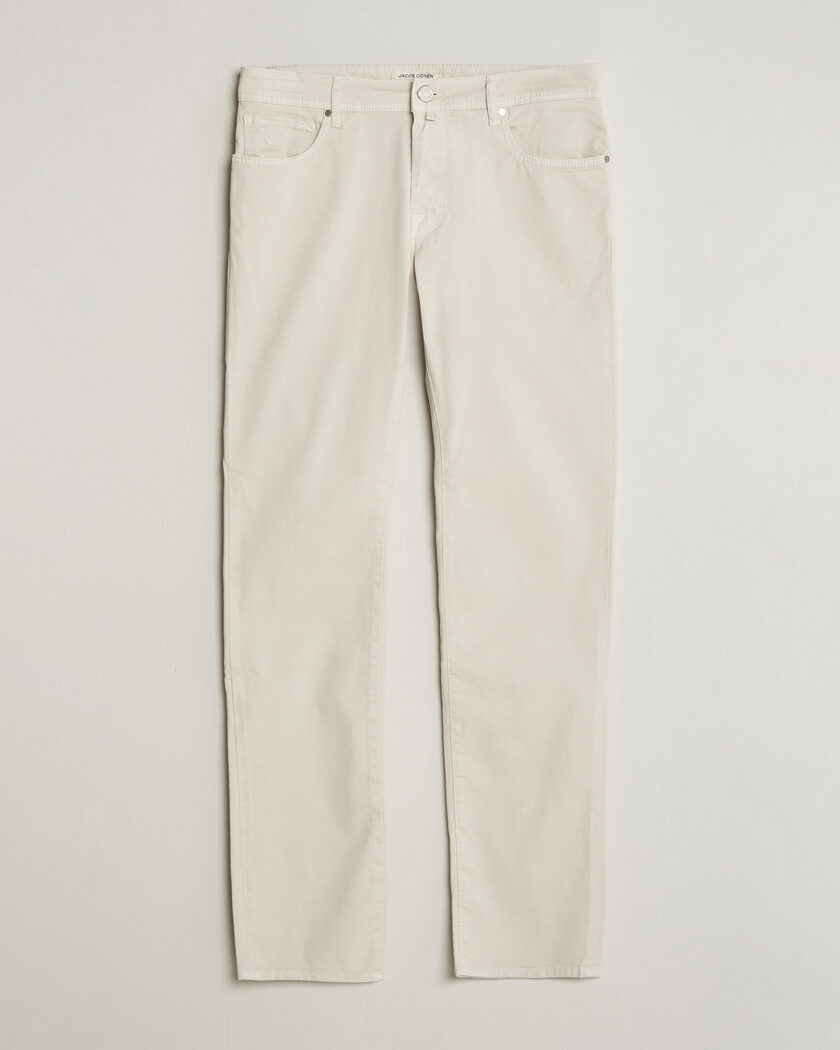 Jacob Cohën Bard Garment Dyed Gabardine Trousers Off White – Bianco