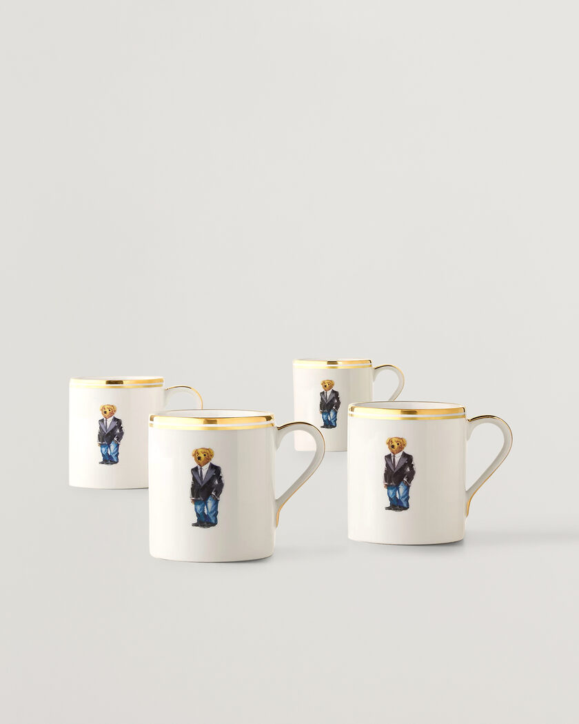 Ralph Lauren Home Wilshire Tuxedo Bear Mug Set White/Gold – Bianco