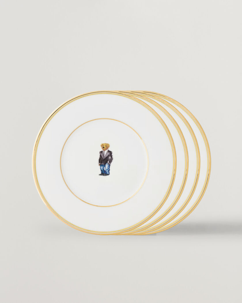 Ralph Lauren Home Wilshire Tuxedo Bear Plate Set White/Gold – Bianco