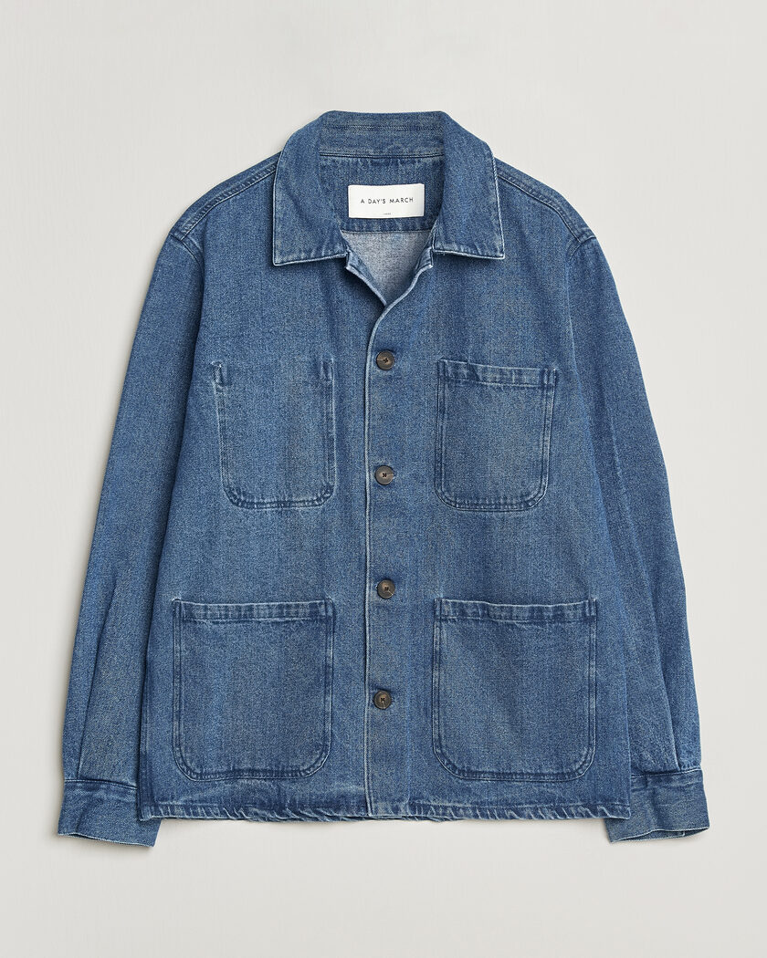A Day's March Algot Denim Overshirt Washed Blue – Blu