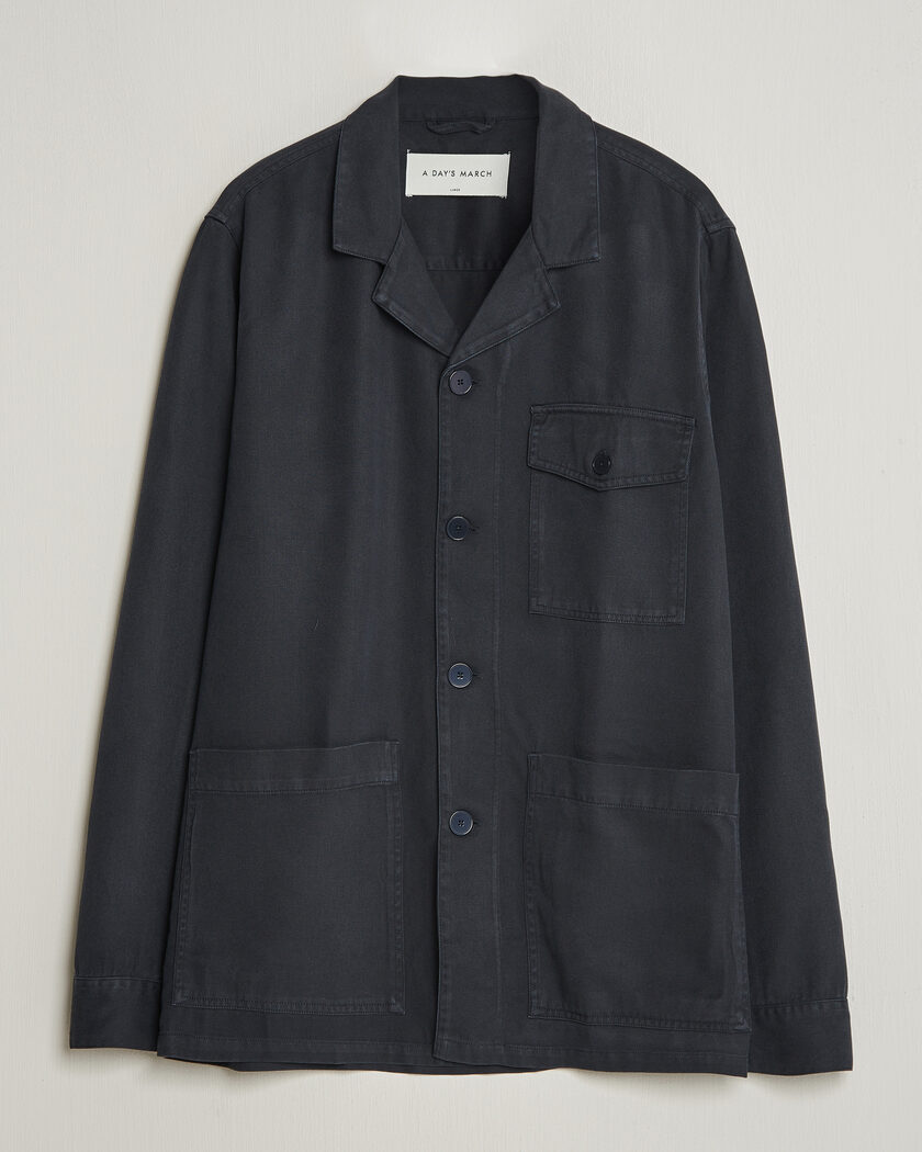 A Day's March Banagher Lyocell Overshirt Navy – Blu
