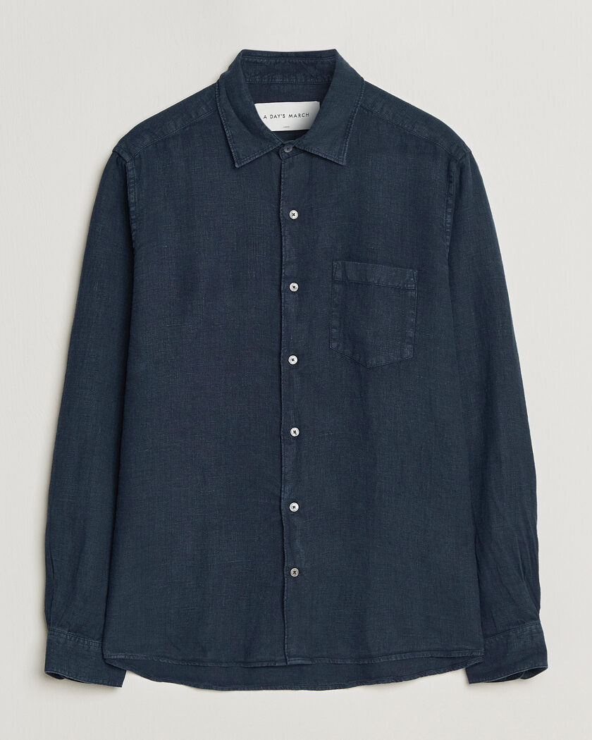 A Day's March Daintree Linen Shirt Navy – Blu
