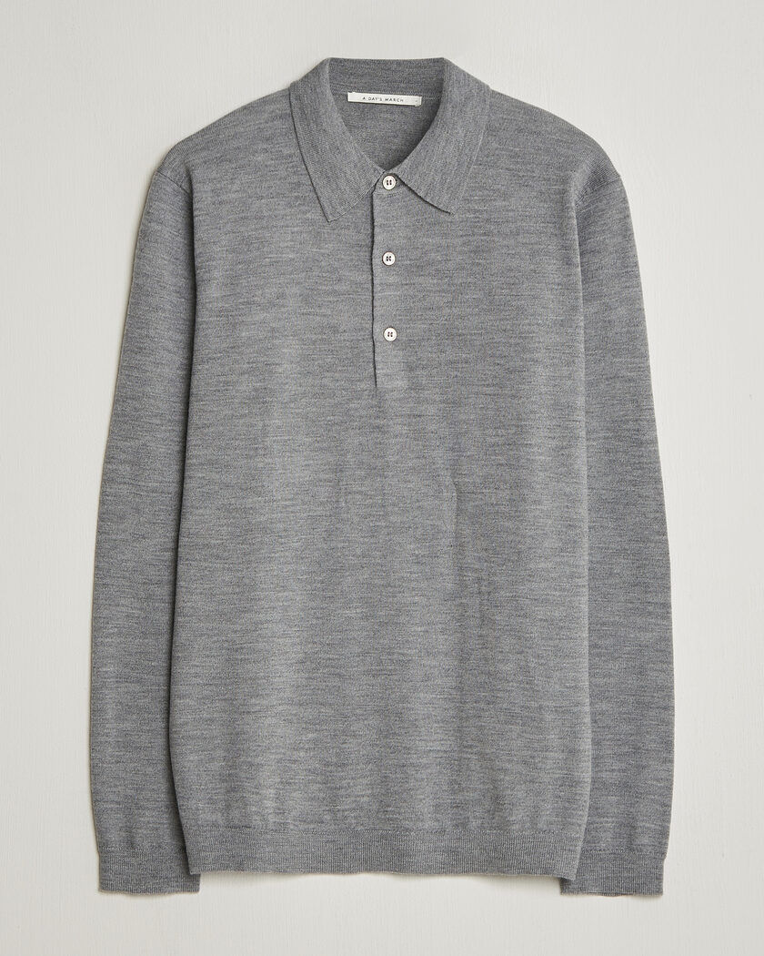 A Day's March Ambroz Merino Polo Grey Melange – Grigio
