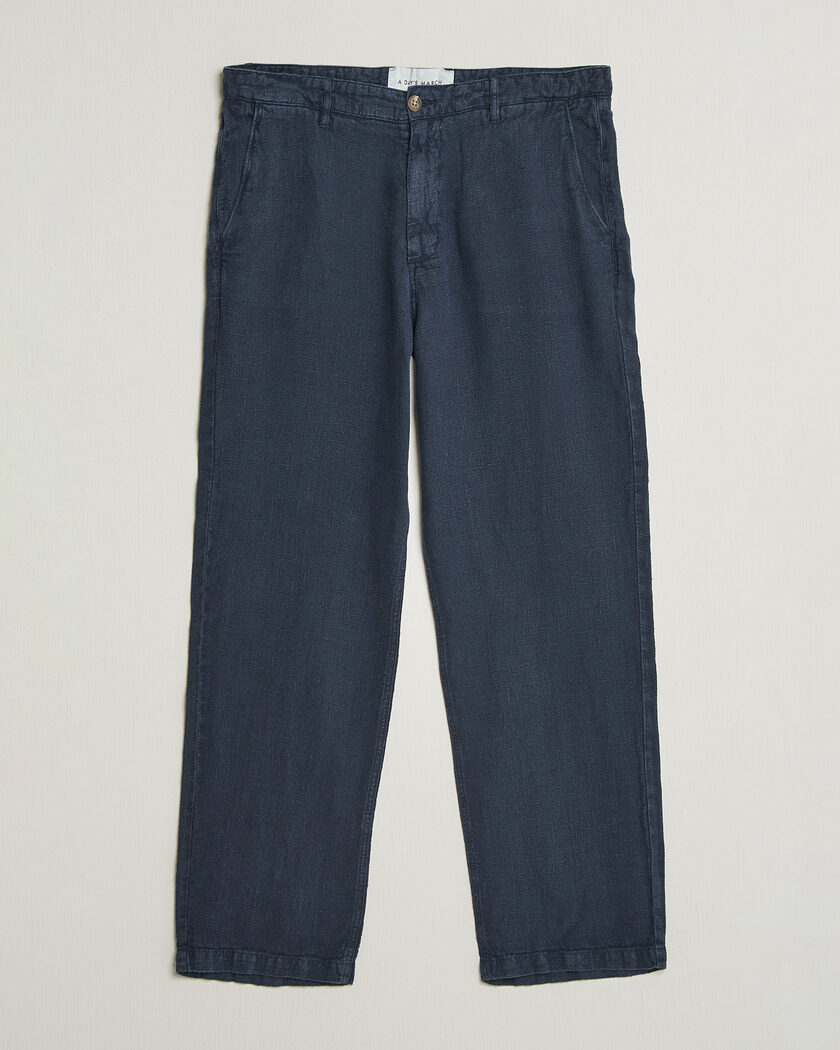 A Day's March Redwood Linen Trousers Navy – Blu