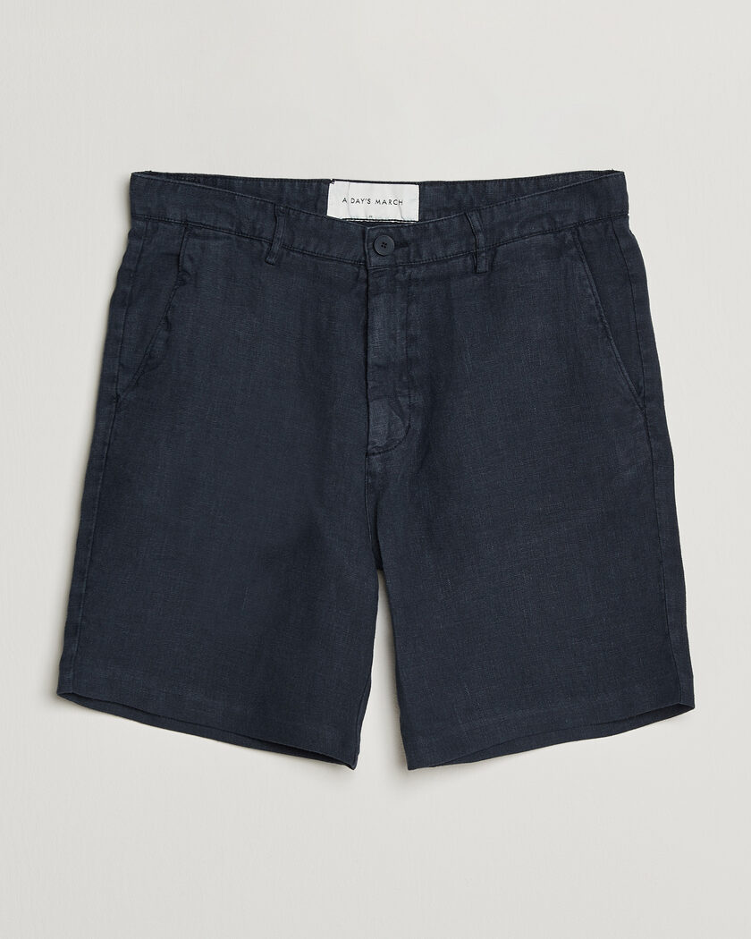 A Day's March Luny Linen Shorts Navy – Blu