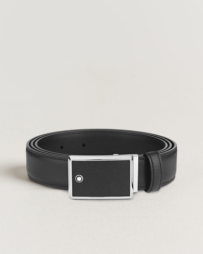 Montblanc Marquetry Plate 30mm Leather Belt Black – Nero