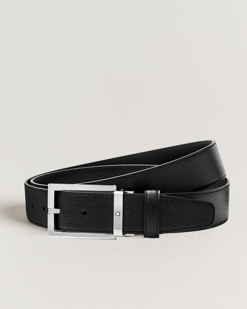 Montblanc Rectangular 35mm Leather Belt Black – Nero