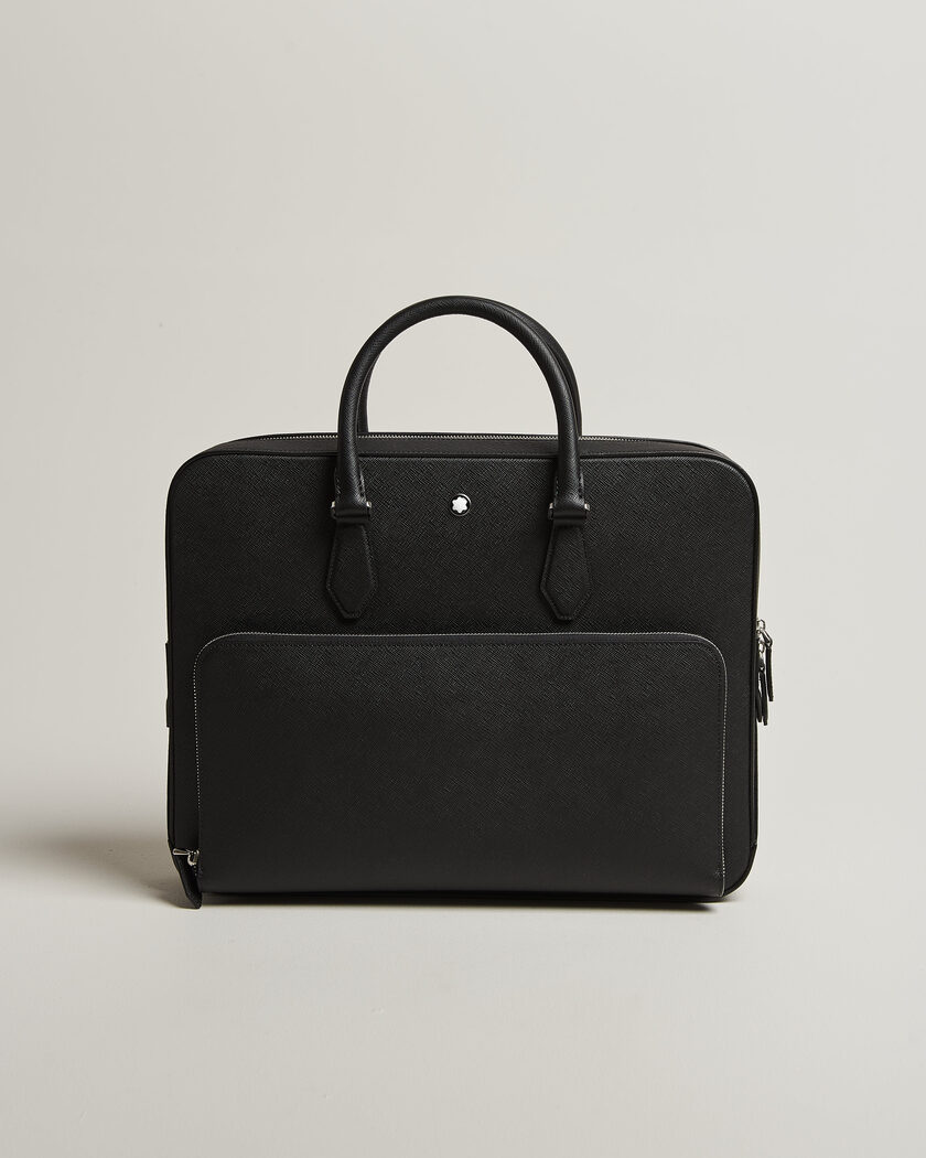 Montblanc Medium Sartorial Leather Briefcase with Pocket Black – Nero