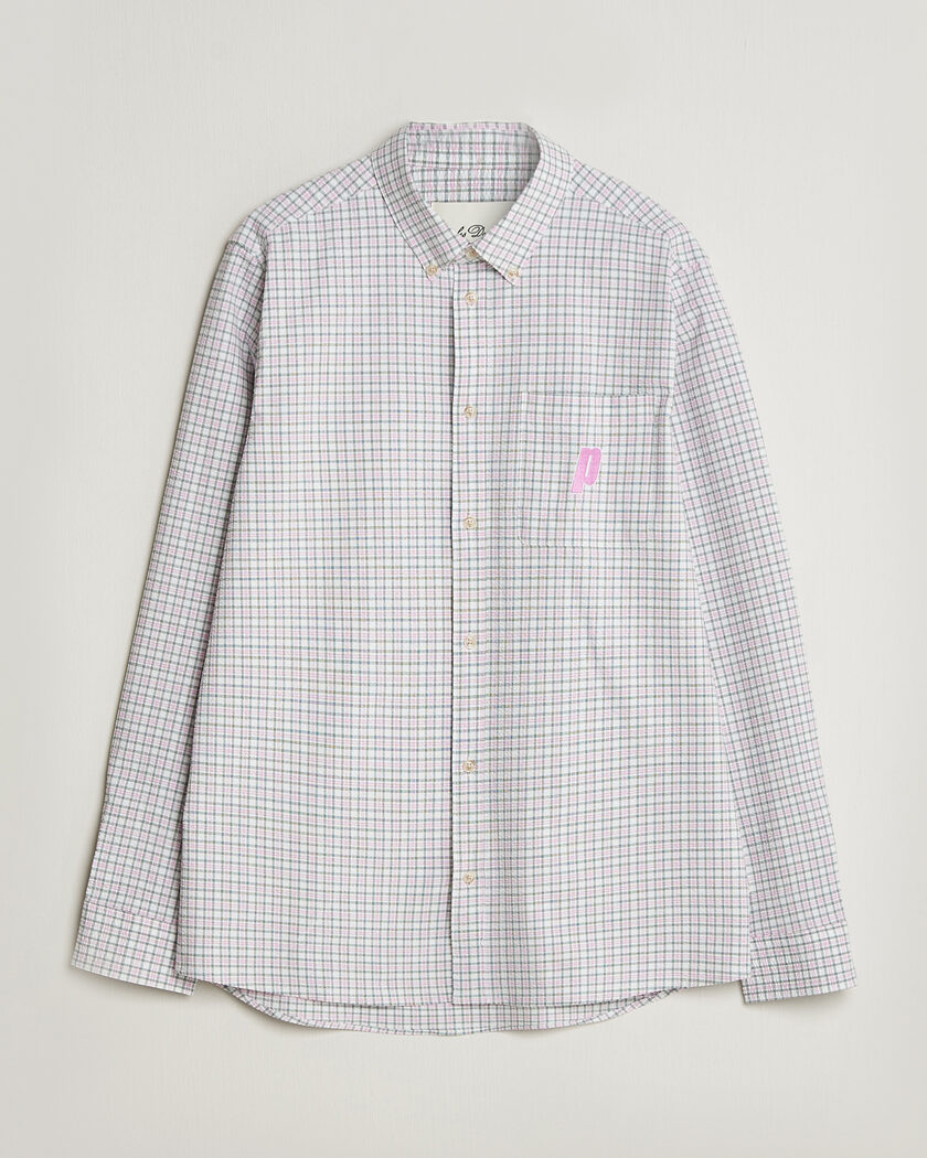 LES DEUX Prince Seersucker Check Shirt Ivory – Bianco