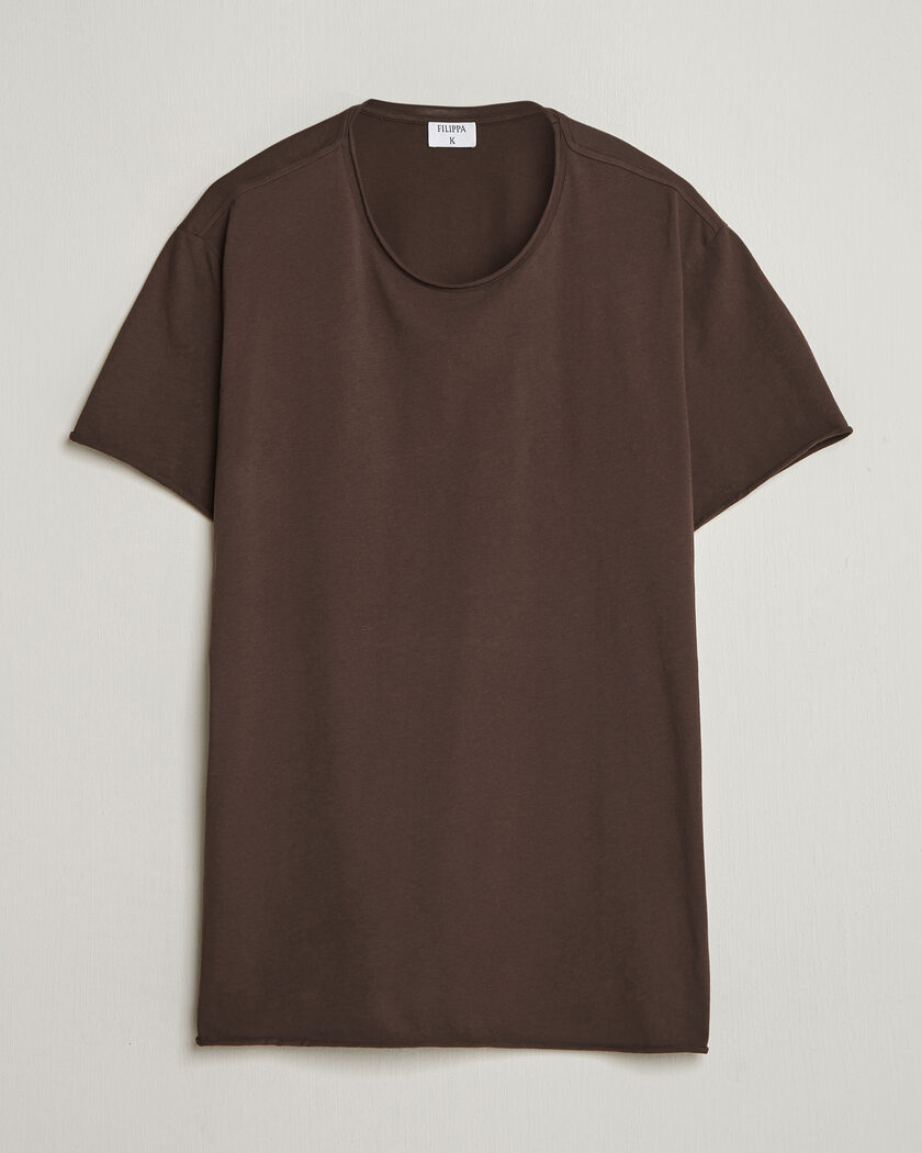 Filippa K Roll Neck Crew Neck T-Shirt Dark Chocolate – Marrone