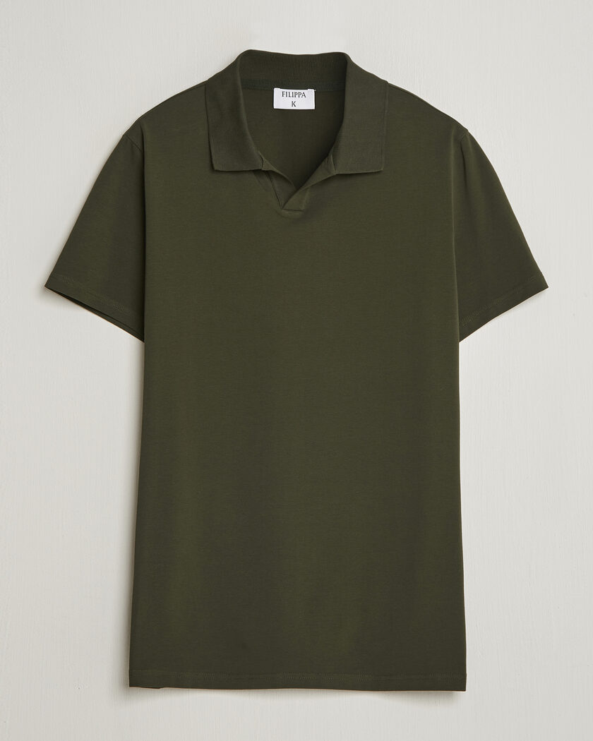 Filippa K Soft Lycra Polo T-Shirt Midnight Olive – Verde
