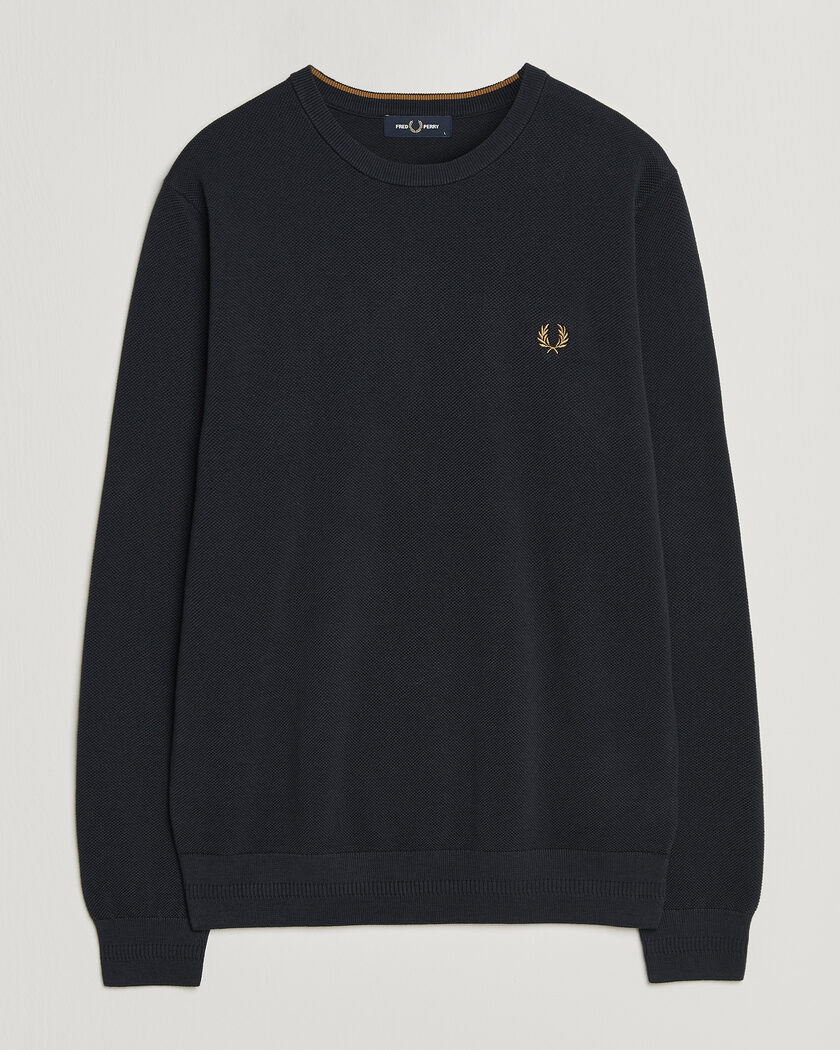 Fred Perry Piqué Stitched Sweater Navy – Blu
