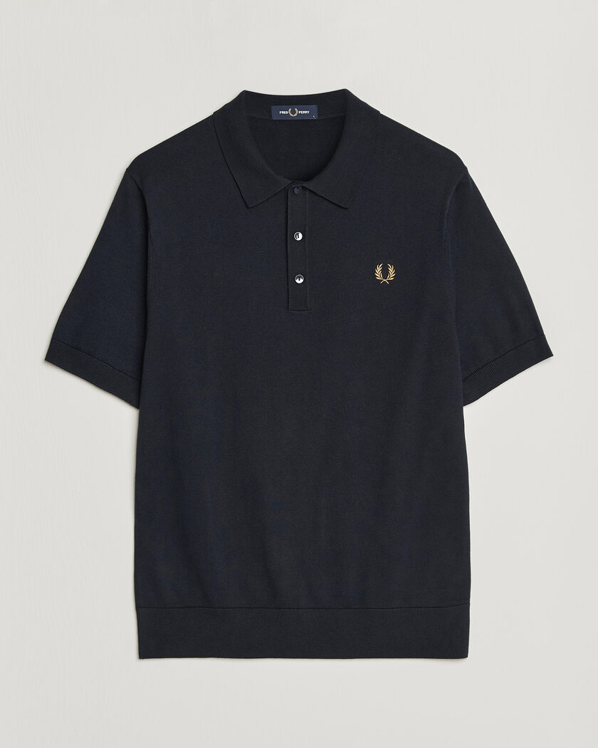 Fred Perry Cotton Knitted Polo Navy – Blu