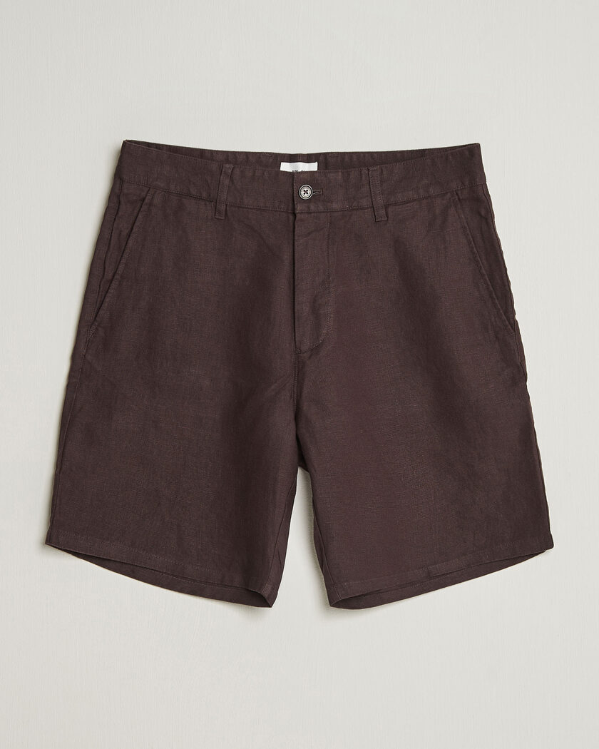 NN07 Aden Linen Shorts Dusky Port – Marrone