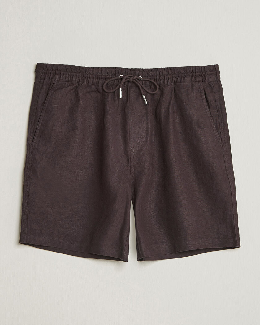 NN07 Gregor Linen Drawstring Shorts Dusky Port – Marrone