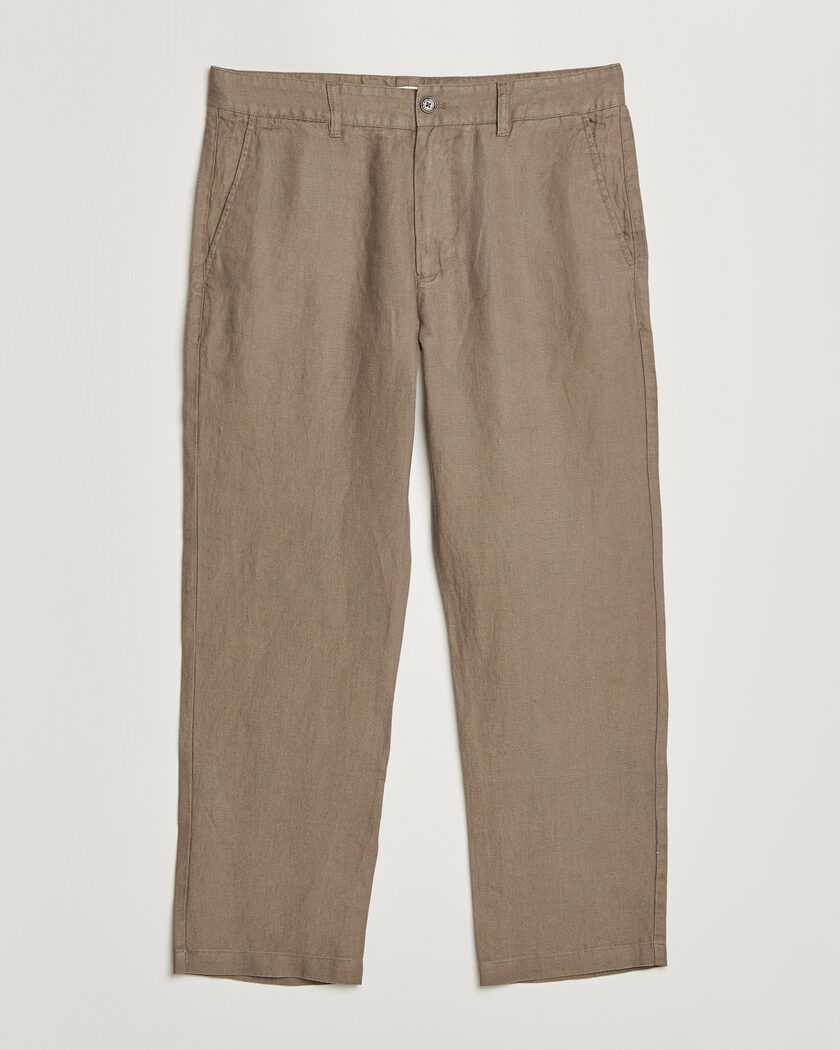 NN07 Aden Regular Fit Linen Trousers Clay Mirage – Marrone