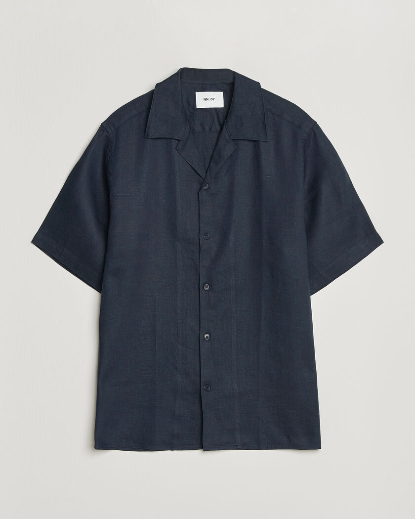 NN07 Julio Linen Resort Shirt Navy Blue – Blu