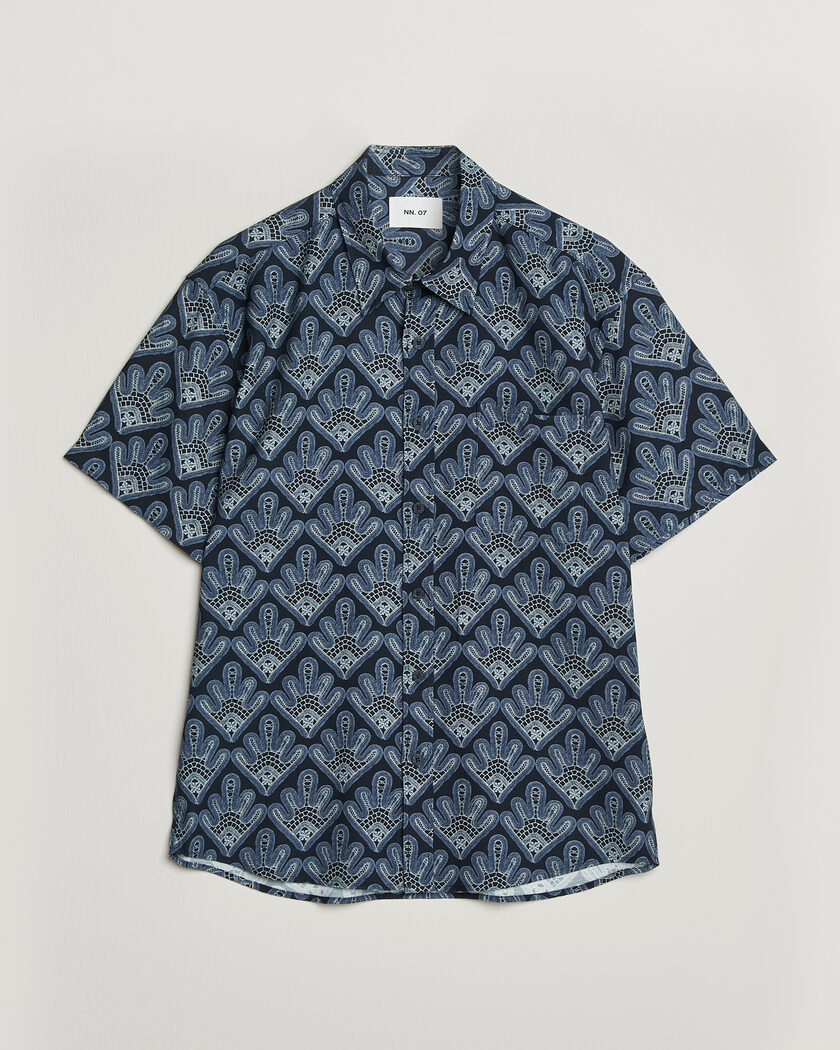 NN07 Deon Printed Short Sleeve Shirt Navy Blue – Blu