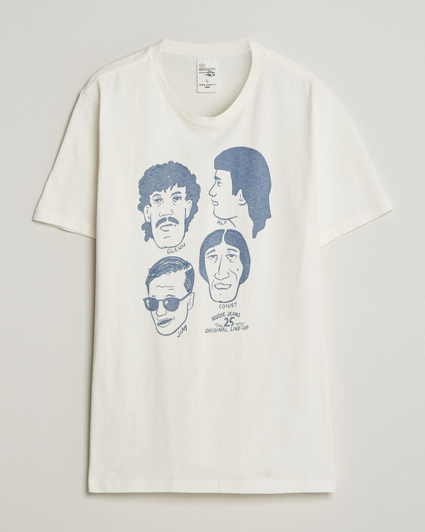 Nudie Jeans Roy Fab Four T-Shirt Chalk White – Bianco