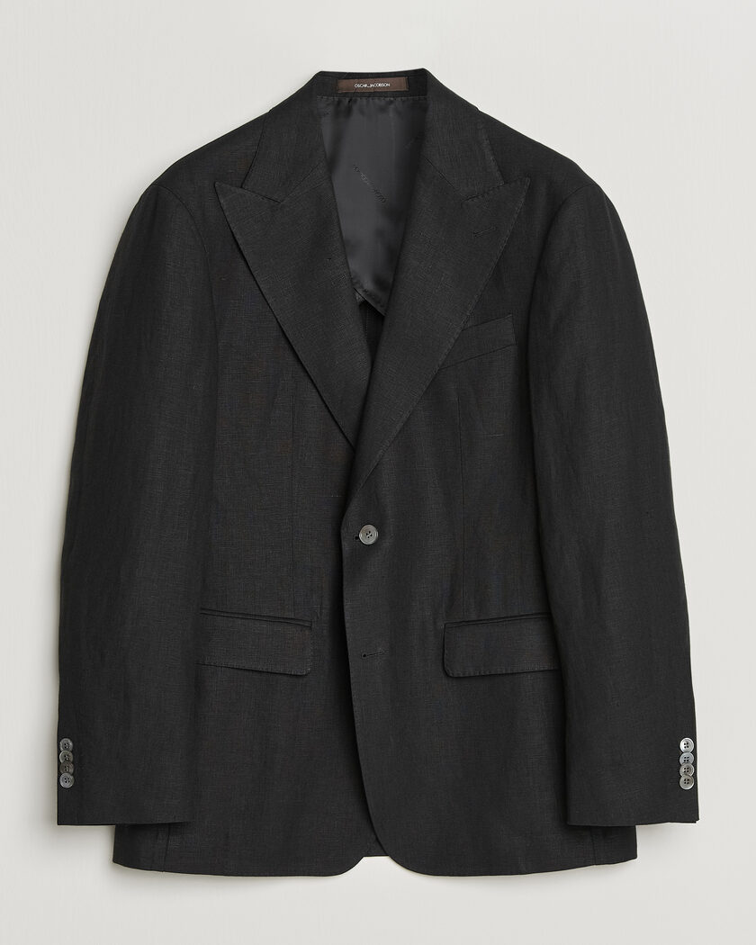 Oscar Jacobson Rufus Soft Linen Blazer Black – Nero