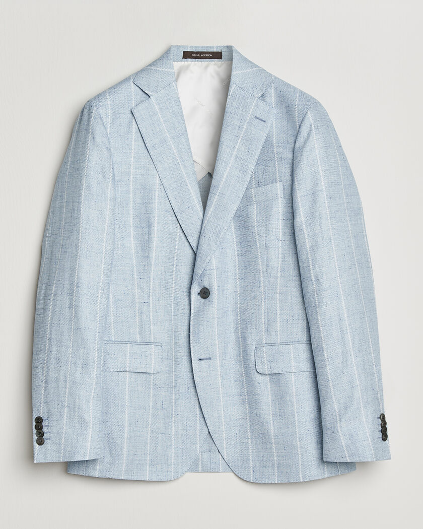 Oscar Jacobson Ferry Soft Linen/Cotton Blazer Light Blue – Blu
