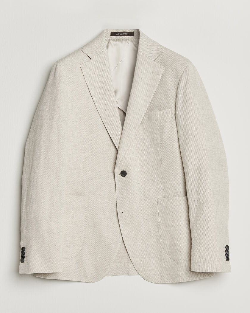 Oscar Jacobson Ferry Patch Cotton/Linen Blazer Off White – Bianco