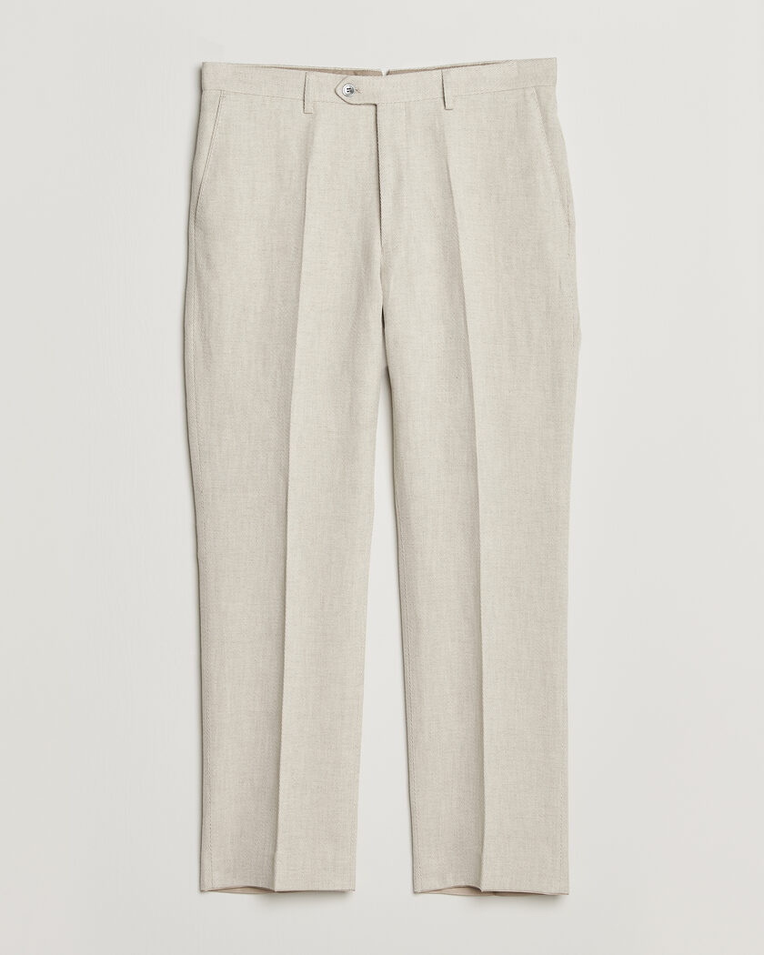 Oscar Jacobson Dell Cotton/Linen Trousers Off White – Bianco