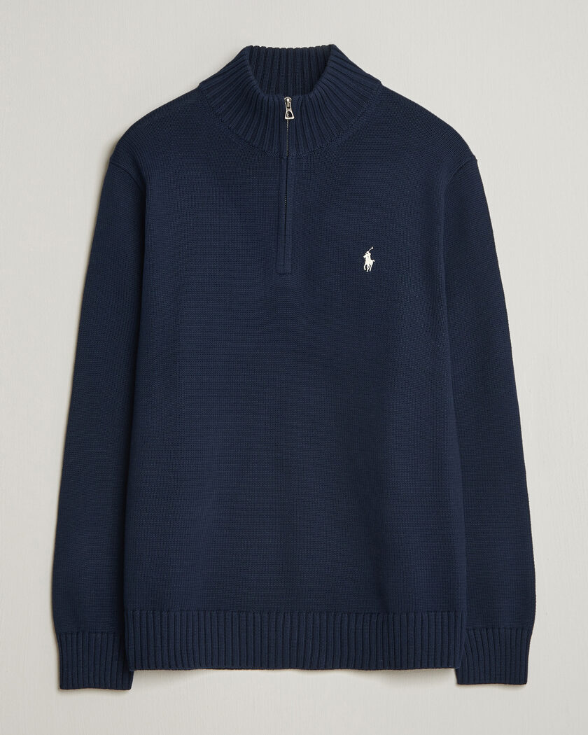 Polo Ralph Lauren Cotton Crew Neck Half-Zip Hunter Navy – Blu