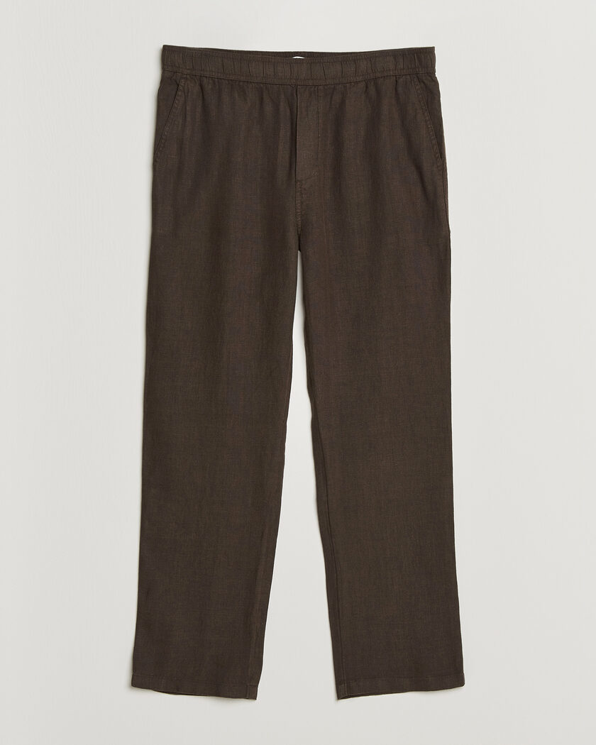 Samsøe Samsøe Jabari Linen Drawstring Trousers Turkish Coffee – Marrone