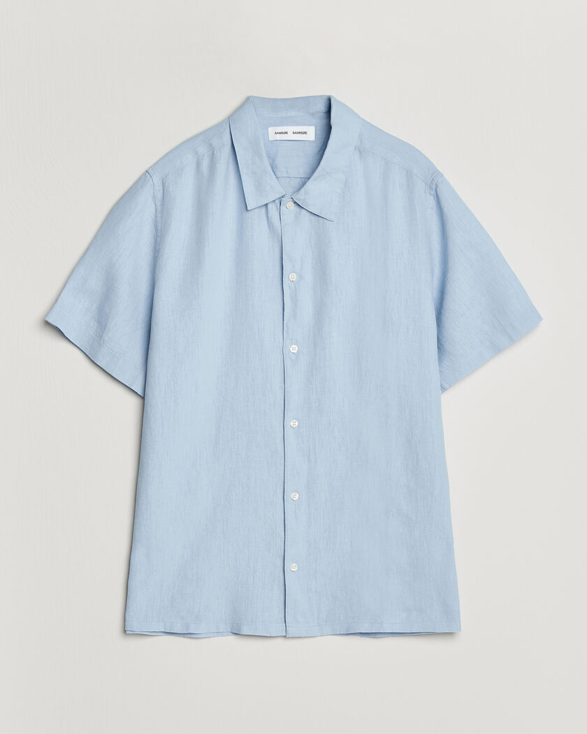 Samsøe Samsøe Avan Linen Short Sleeve Shirt Windsurfer – Blu