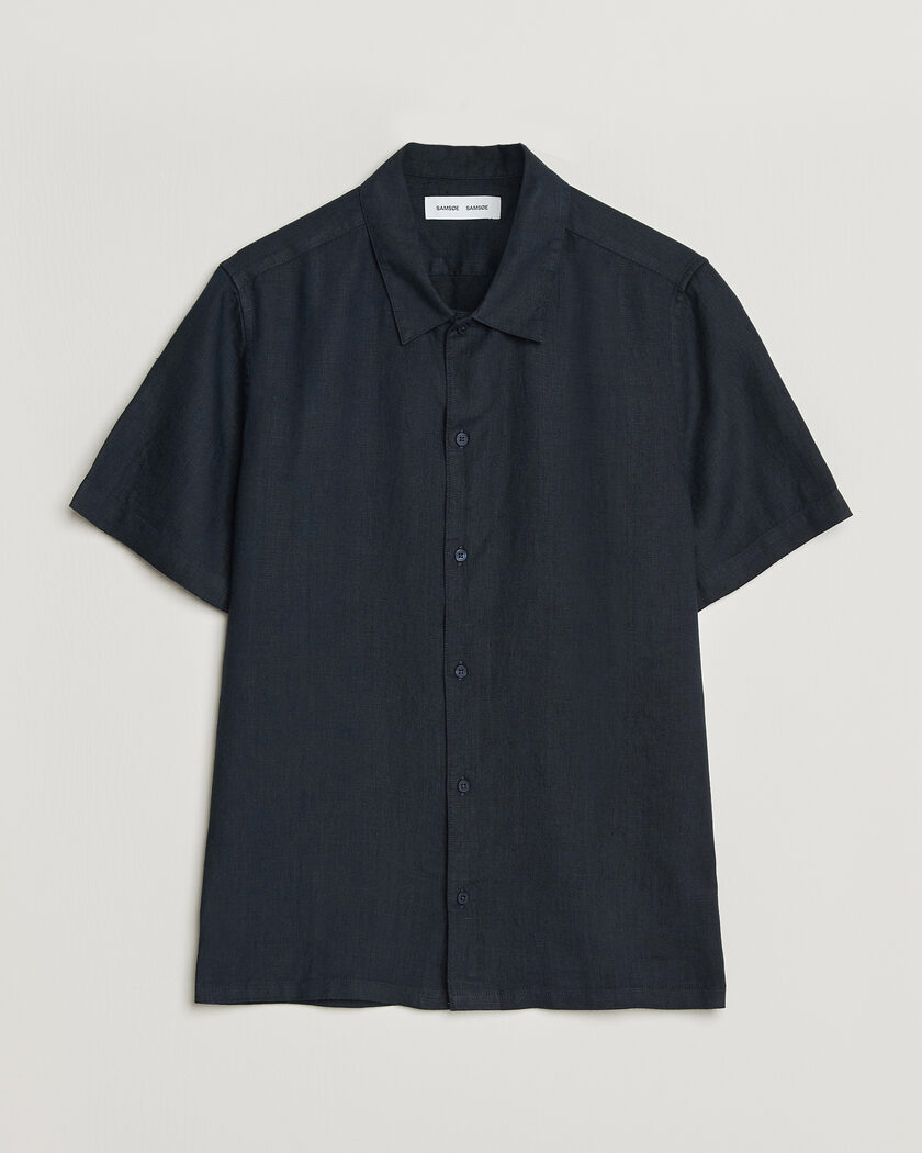 Samsøe Samsøe Avan Linen Short Sleeve Shirt Salute Navy – Blu