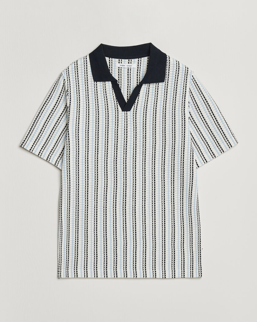 Samsøe Samsøe Mac Striped Knitted Polo Blue/White – Blu