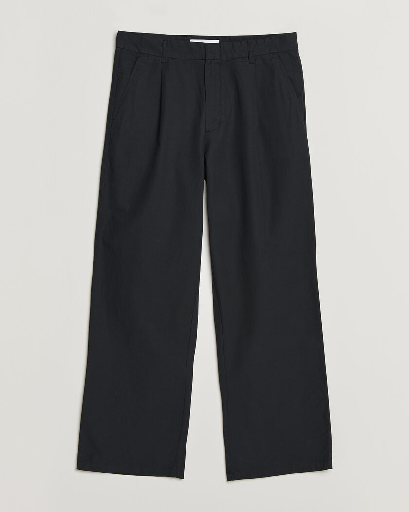 Samsøe Samsøe Valentin Cotton/Linen Pleated Trousers Black – Nero