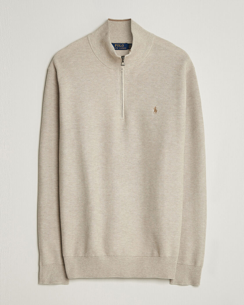 Polo Ralph Lauren Textued Half-Zip Light Walnut Brown Heather – Marrone