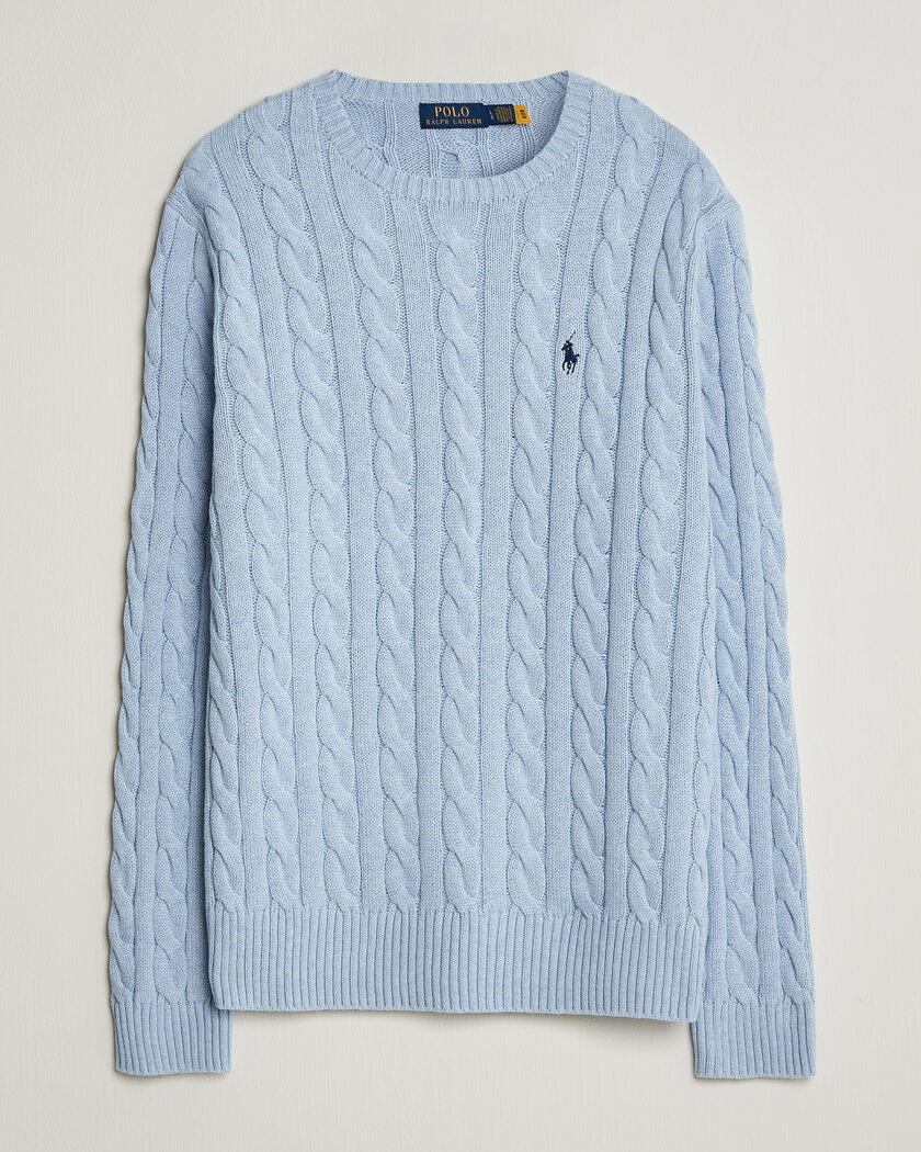 Polo Ralph Lauren Cotton Cable Pullover Blue Hyacinth Heather – Blu