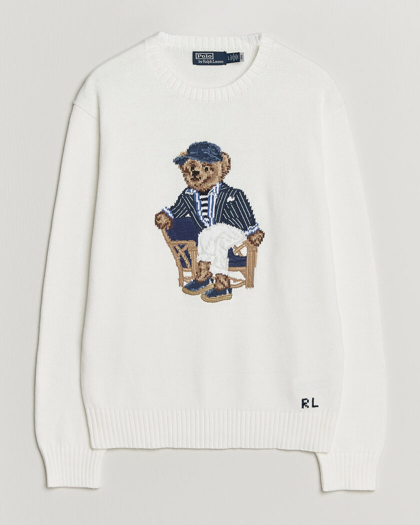 Polo Ralph Lauren Newport Bear Cotton/Linen Sweater Deckwash White – Bianco
