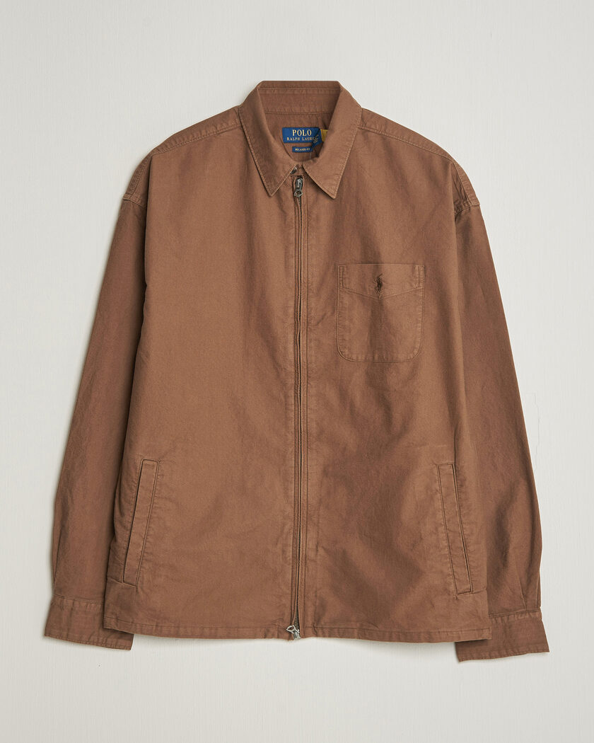 Polo Ralph Lauren Osaca Oxford Zip Overshirt Chestnut – Marrone