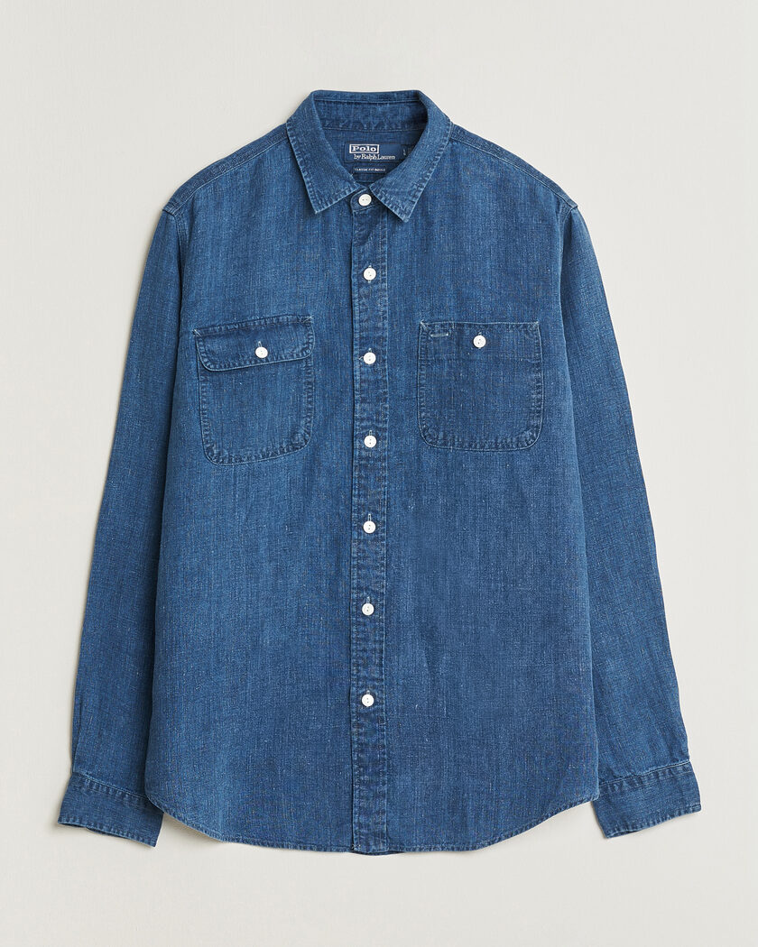 Polo Ralph Lauren Indigo/Linen Western Shirt Medium Wash – Blu