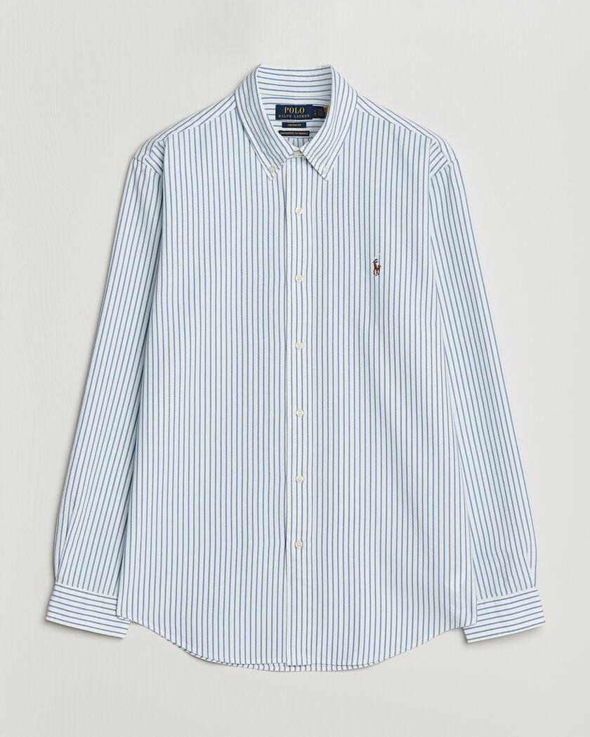 Polo Ralph Lauren Custom Fit Seersucker/Oxford Stripe Shirt White/Blue – Bianco
