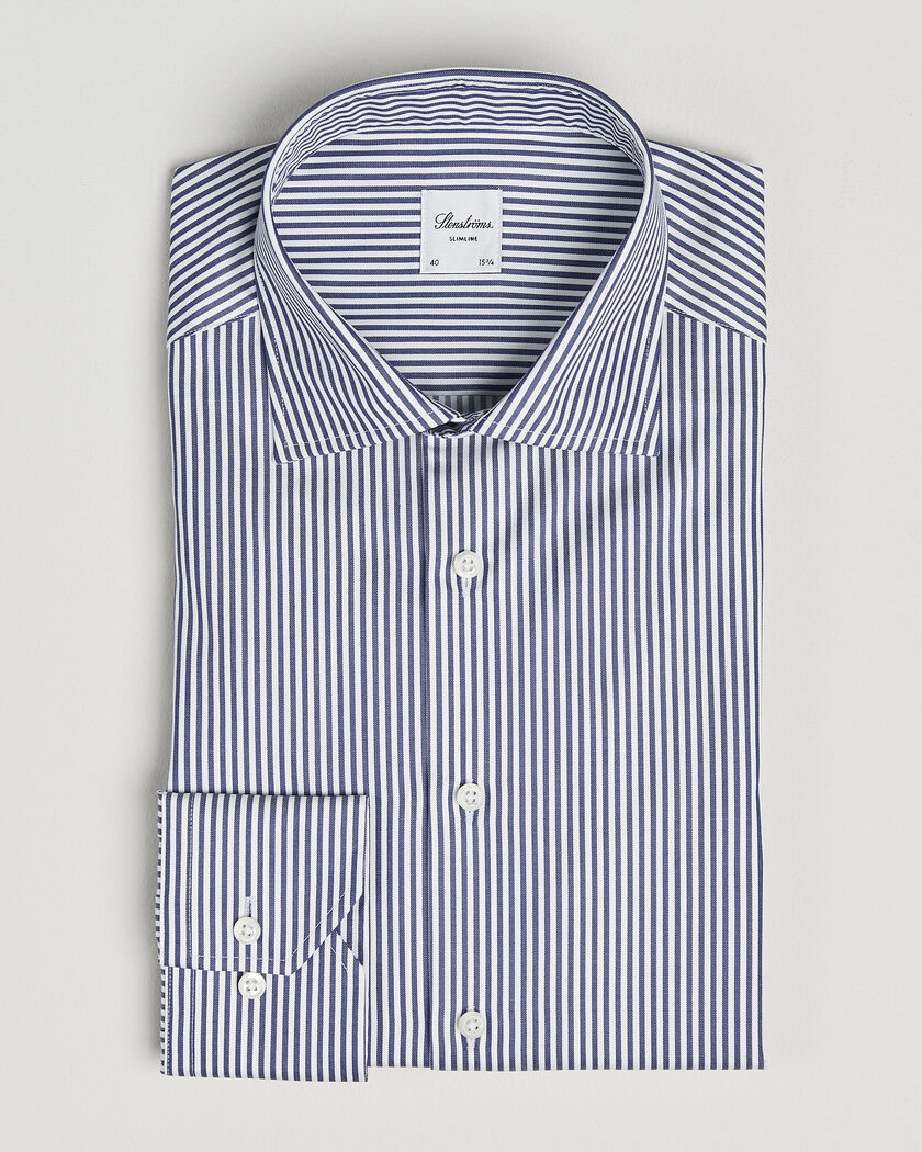 Stenströms Slimline Stripe Cut Away Shirt Navy – Blu