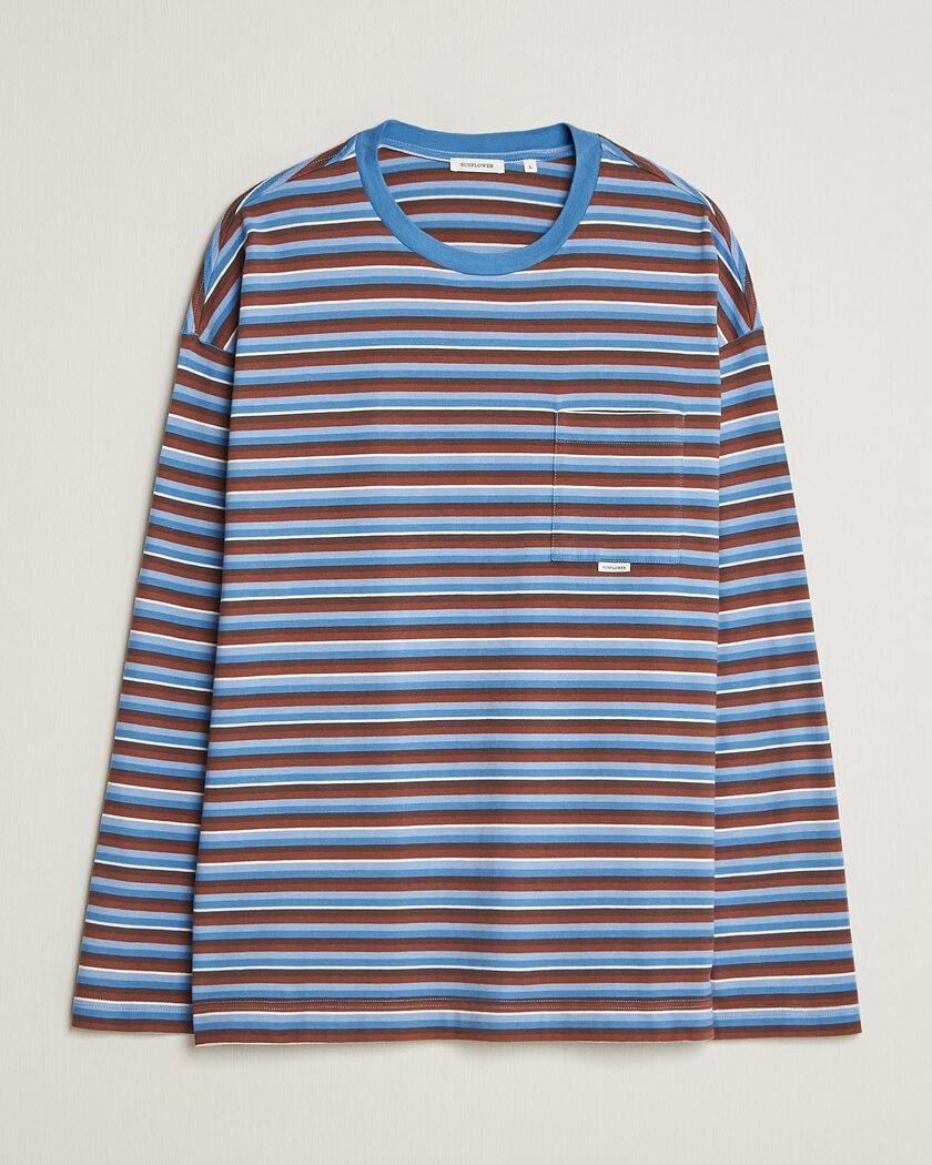 Sunflower Long Sleeve Pocket Tee Blue Stripe – Blu