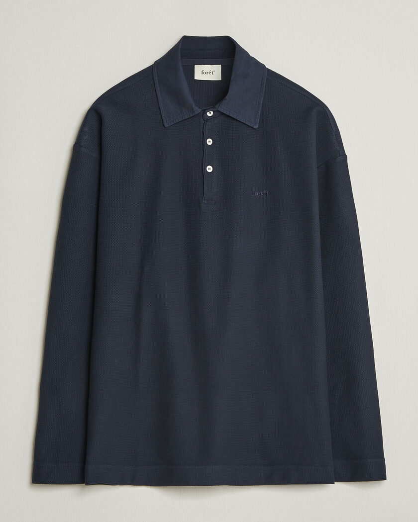 Forét Herb Textured Knit Polo Navy – Blu