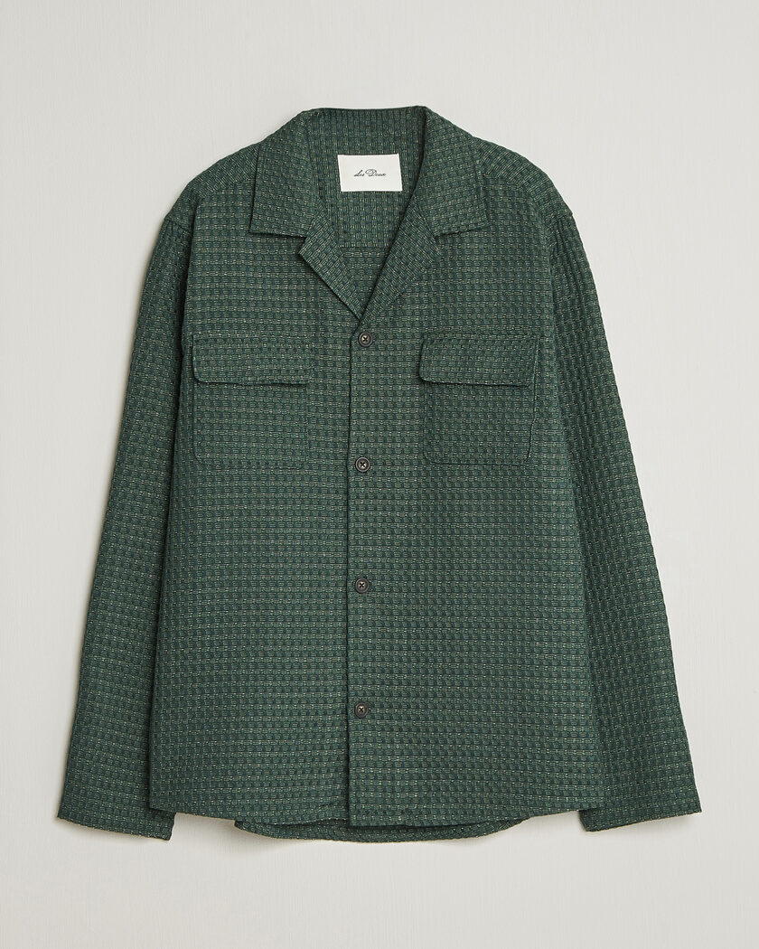 LES DEUX Check Seersucker Overshirt Pine Green – Verde